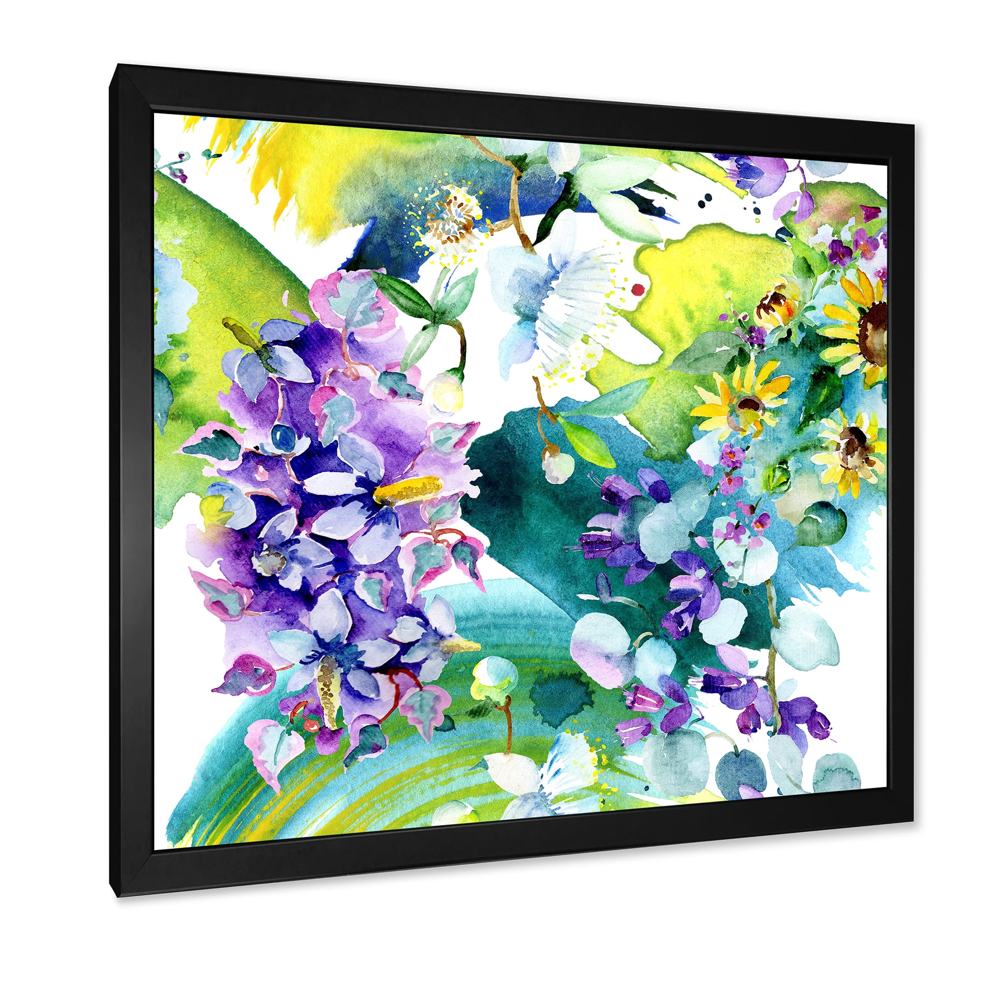 Designart 'Bouquet of Sunflowers and Wildflowers' Farmhouse Framed Art Print