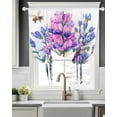 thumbnail image 5 of Purple Floral Tie Up Curtains for Window, Thermal Insulated Balloon Shade Adjustable Rod Pocket Curtains Valance Panels for Kitchen Bathroom Cafe 42 x 45 Spring Botanical Flowers Bee Leaves, 5 of 6