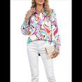 thumbnail image 2 of Blusas Bohemias con Cuello en V y Mangas Farol para Mujer 2025 Flores Rojas y M, 2 of 10