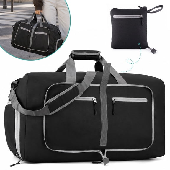 Topsome 65L Travel Duffle Bag with Shoes Compartment, Foldable Large Duffel Bag for Men & Women, Waterproof & Tear Resistant Weekender Overnight Bag for Gym, Travel & Sports