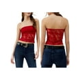 thumbnail image 3 of Yunliwuli Women's Summer Slim Tube Tops Sleeveless Strapless Off Shoulder Lace Floral Tops, 3 of 9