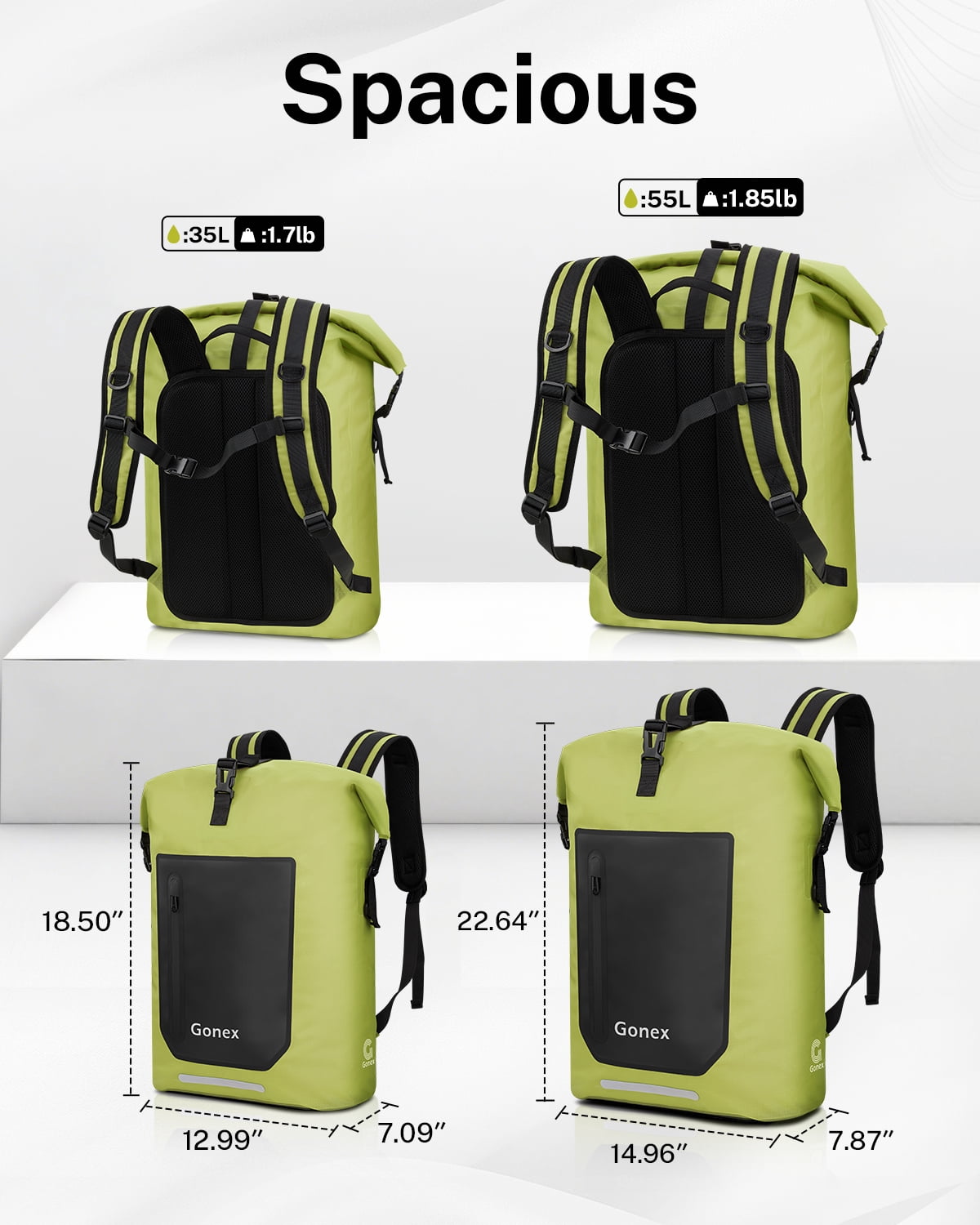 Gonex 35L Waterproof Backpack Dry Bag, Roll Top Floating Backpack for Kayak, Surfing, Hiking, Camping, Travel