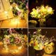 thumbnail image 4 of Guirnalda de luces LED - Paquete de 10, 2 m, 20 LED, cable de cobre, funciona con pilas, ideal para jarrones largos y finos, fiestas, bodas, Navidad (blanco cálido) [Clase energética A+++], 4 of 5