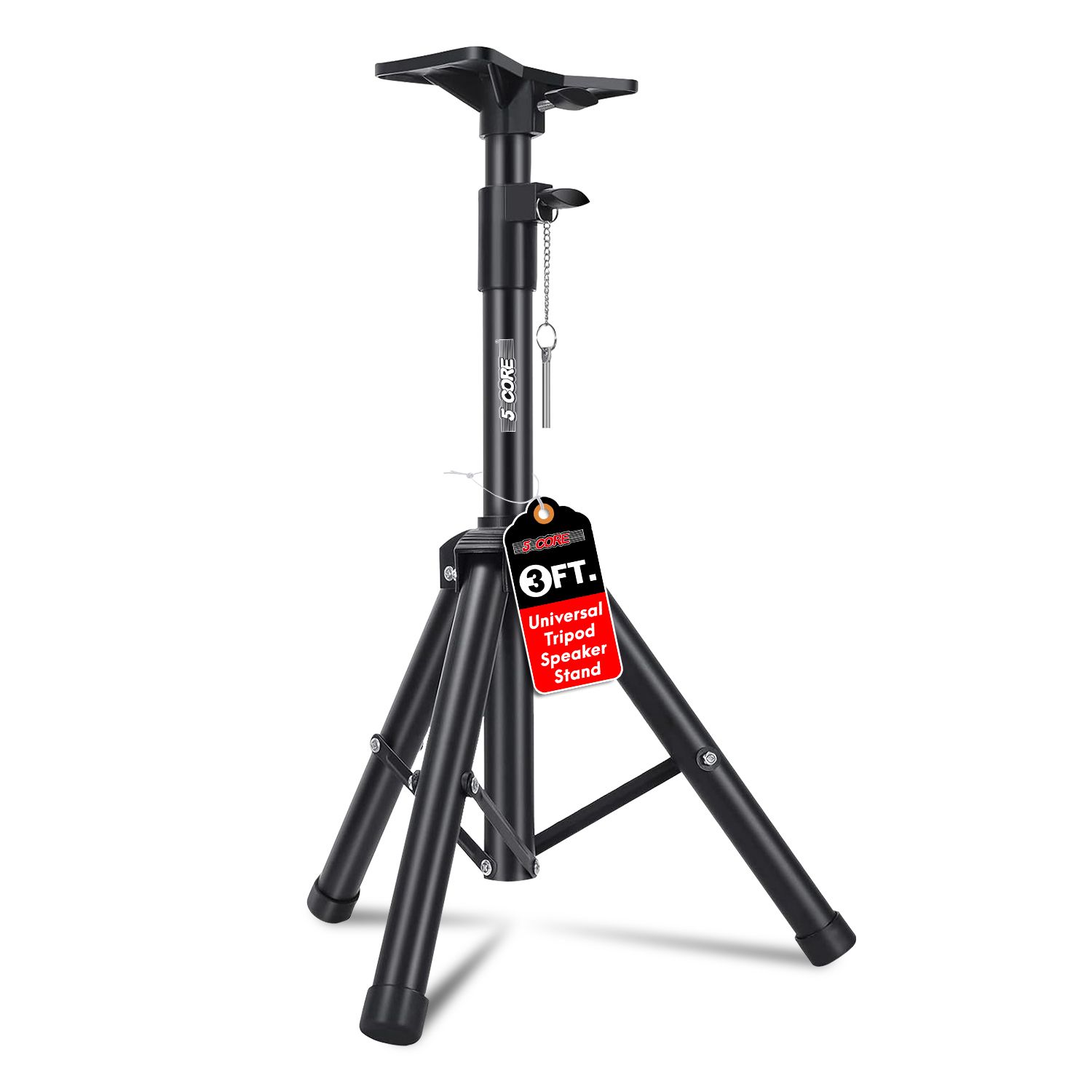 5Core 72" Speaker Stand Tripod - Tall Adjustable For DJ Monitors, 132lb Capacity, Metal, Universal