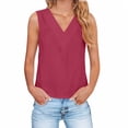 thumbnail image 2 of FAIWAD Womens Cotton Linen Tank Tops Solid Color Pleated V Neck Shirts Summer Dressy Casual Blouses, 2 of 9