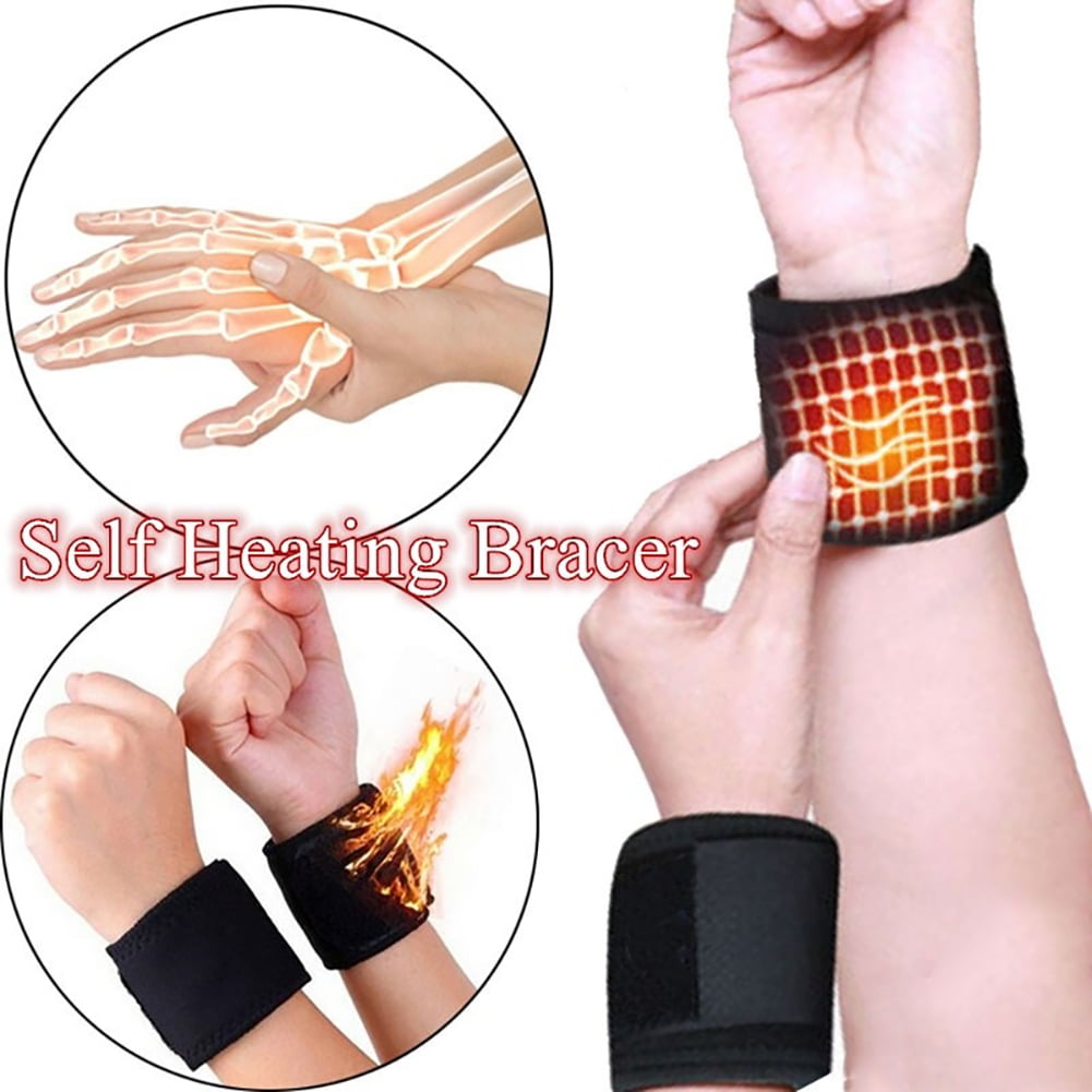 1 Pair Self-heating Magnetic Warm Wristband Wrist Support Brace Guard Protector 