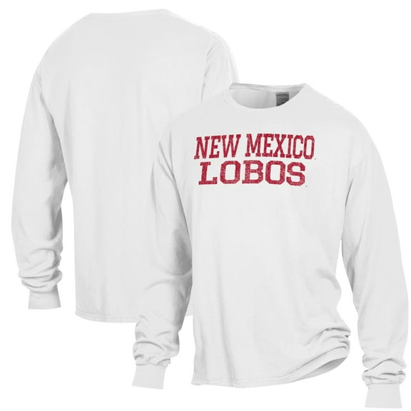 Men's ComfortWash White New Mexico Lobos Garment Dyed Long Sleeve T-Shirt