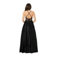 thumbnail image 2 of BLONDIE NITES Womens Black Zippered Pocketed Cage Back Pleated Skirt Lined Spaghetti Strap Sweetheart Neckline Full-Length Formal Gown Dress Juniors 15, 2 of 4