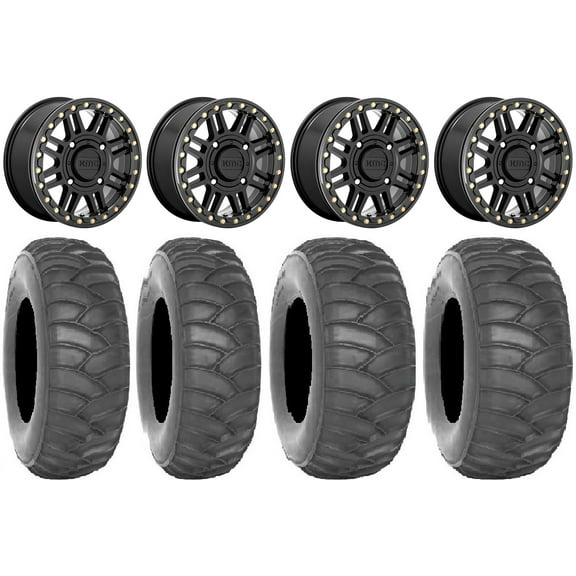 KMC Cage Beadlock 15" Wheels Black 32" SS360 Tires Can-Am Maverick X3 / Honda Pioneer 1000 / Talon