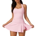 thumbnail image 2 of TaTaai Women's Sleeveless Tennis Dress Solid Color Square Neck Fitted Skort Built-in Shorts Active Workout Yoga Casual Mini Gift, 2 of 4