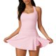 thumbnail image 2 of TaTaai Women's Sleeveless Tennis Dress Solid Color Square Neck Fitted Skort Built-in Shorts Active Workout Yoga Casual Mini Gift, 2 of 4