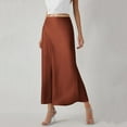 thumbnail image 5 of Bmisegm Women's Satin Skirts Casual Silk Midi Skirt High Waisted Long A Line Elegant Work Party Silk Brown Skirt XXL, 5 of 6