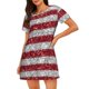 thumbnail image 1 of Easygdp America Flag Glitter Camisón de manga corta para mujer, informal, estampado, 1 of 6