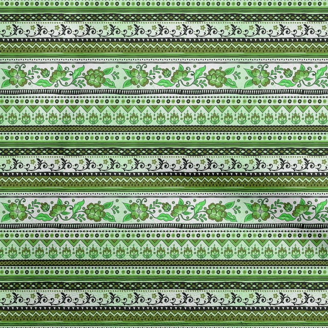oneOone Cotton Jersey Light Green Fabric Asian Floral With Geometric Sewing Craft Projects Fabric Prints By Yard 58 Inch Wide