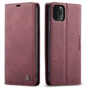 MSCWCAD- Case Cover for iPhone 11 Pro Folio Case, Retro Magnetic Closure Leather Wallet Case, Shockproof TPU Full