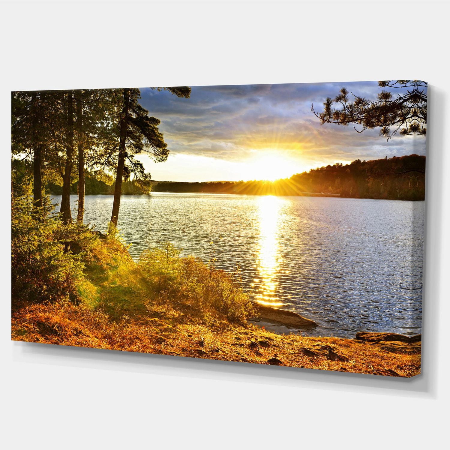 Designart Beautiful View of Sunset over Lake Canvas Wall Art