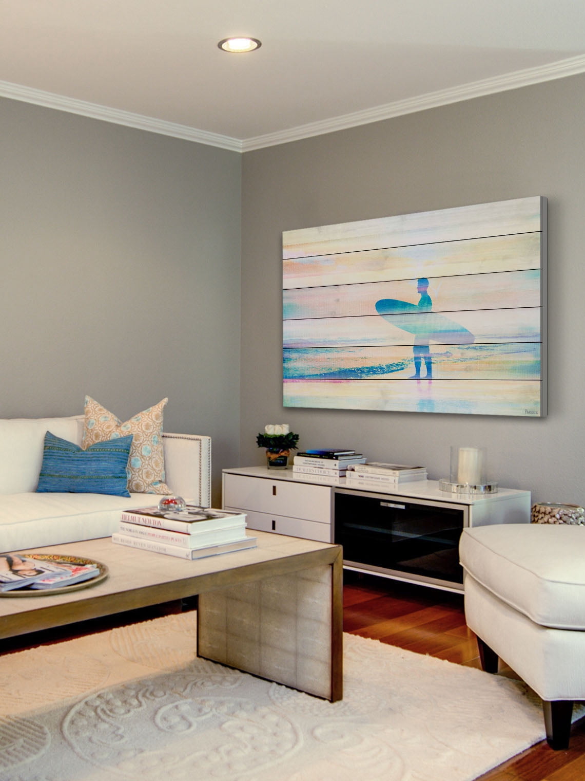 Parvez Taj "Faded Surf" Print on White Wood