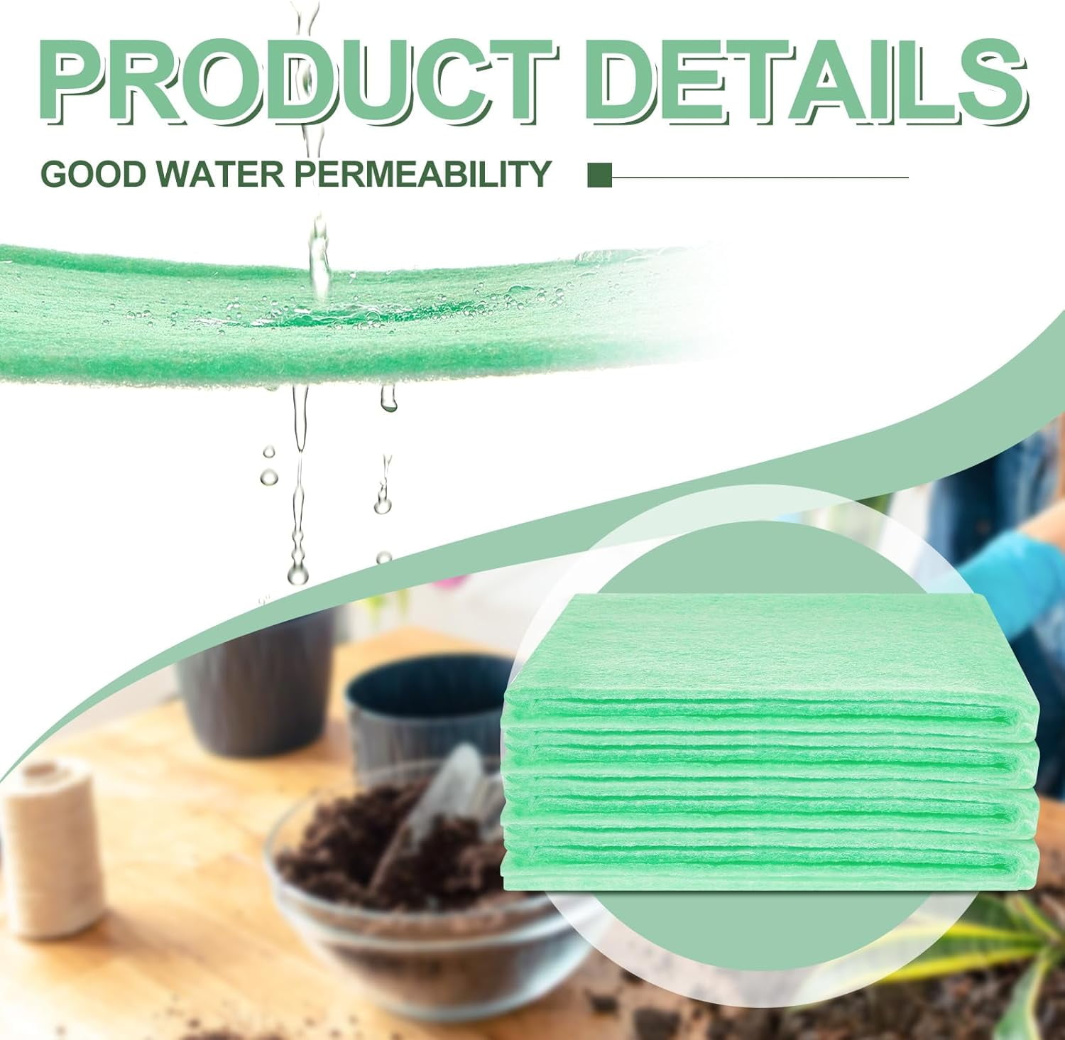 2 Pcs Flower Pot Filler Insert, Plant Pot Drainage Liner, 47.2" x 11.8" Pot Filler Material, Lightweight Thick Planter Drainage Material for Indoor Outdoor Gardening Plants Container