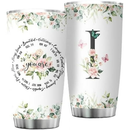

Personalized Initial I Tumbler 20oz Monogrammed Gift for Women Birthday Mothers Day Religious Gift Personalized Christian Gift for Women Initial Coffee Mug