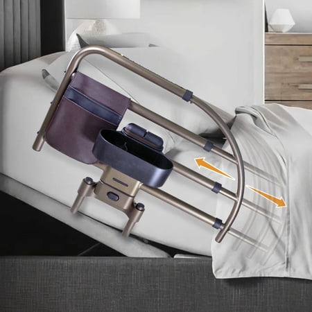 Stander Wonder Click Extendable Bed Rail for Wood Adjustable Bedframes, Removable Guard Rail for Elderly Adults and Seniors, Fits King, Queen, Full & Twin Beds, ASTM Safety Approved Bedrail