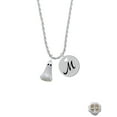 thumbnail image 2 of Delight Jewelry Two-tone 3-D Ghost with Black Crystals Silvertone Script Initial Disc - M - Charm Necklace, 20"+3", 2 of 4