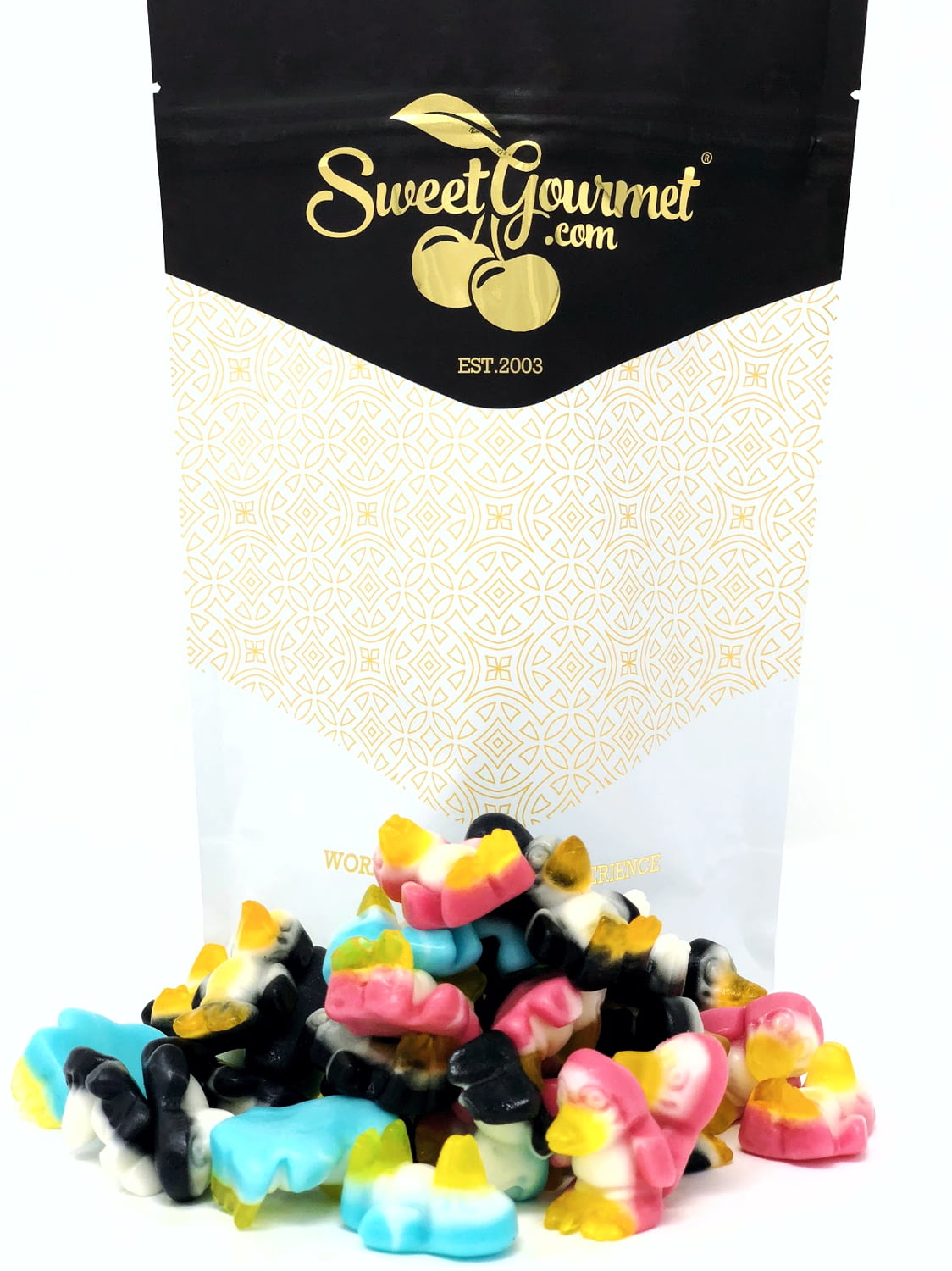 SweetGourmet Assorted Fruit Gummi Penguins with Soft Tummies Pectin