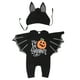 thumbnail image 1 of 1 Juego de mameluco de Halloween para niña, mameluco con manga de murciélago para bebé, mameluco para niño pequeño, traje de bebé con sombrero, 1 of 6