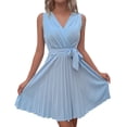 thumbnail image 2 of Women's 2026 Summer Dresses Solid Color Casual Sleeveless Waist Sundresses — Blue∣XL, 2 of 6