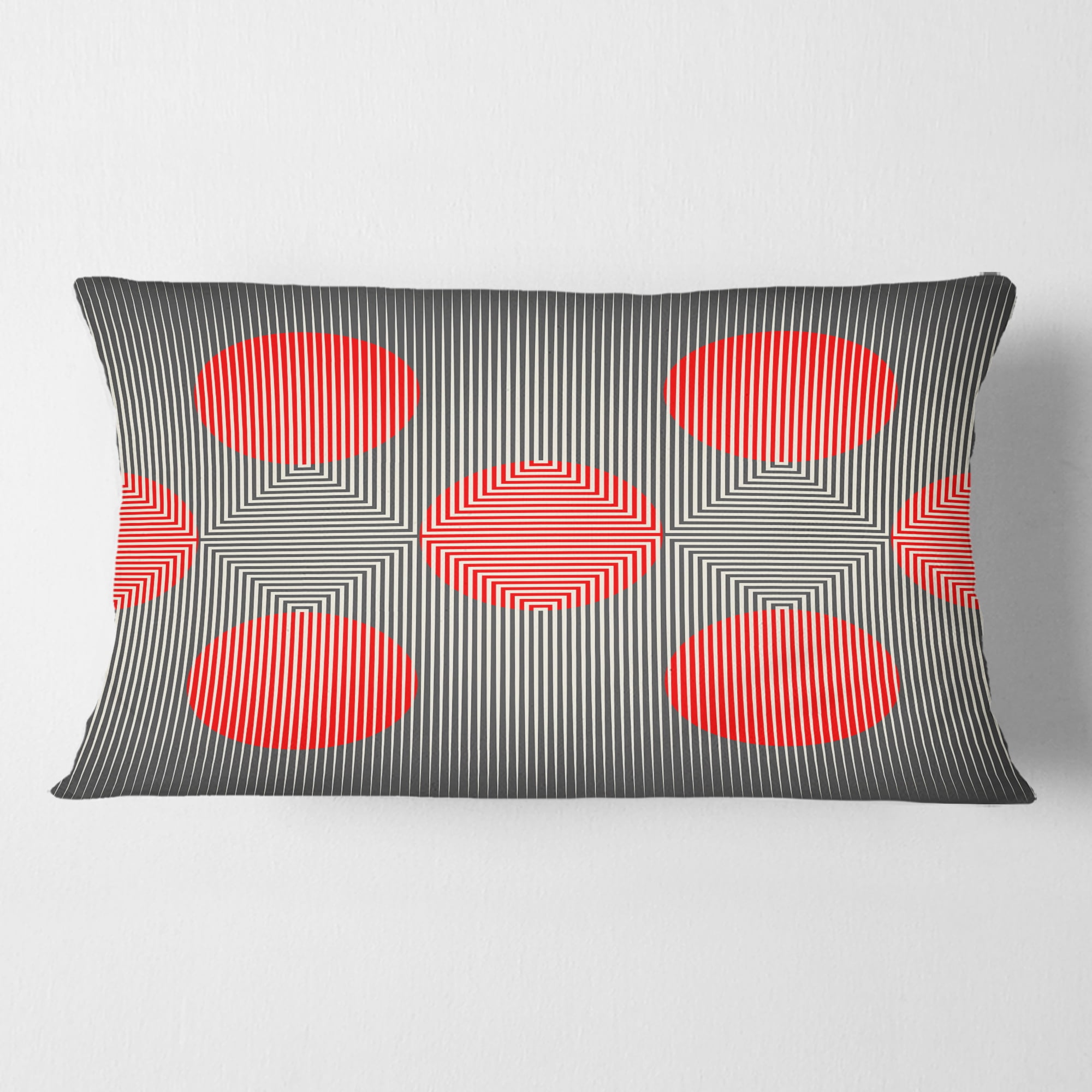 Designart Modern Circle and Line Geometric Pattern' Mid-Century Modern Throw Pillow - 12x20