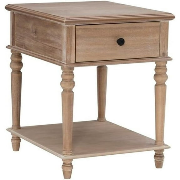 Pemberly Row Transitional Solid Wood Side Table