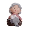 thumbnail image 2 of deevoka 2xCute Grandma Grandpa Statue Miniature Figurine Desktop Cake Topper Doll Grandma 2 Pcs, 2 of 9