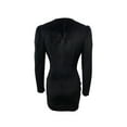 thumbnail image 6 of Douhoow Women Dress Cocktail Party Solid Bodycon Dress Square Neck Long Sleeve Ruched Mini Dress, 6 of 9