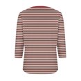 thumbnail image 4 of TFEOQRY Blouses for Women Casual Stripe Printed Fashionable Pullover Shirt Long Sleeve V-Neck Tops Burgundy, 4 of 5