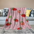 thumbnail image 2 of COMIO Girls Strawberry Blanket Twin,Kawaii Strawberry Throw Blanket for Kids,Japanese Style Pink Cute Cartoon Fruit Food Theme Blanket,Girly White Floral Flannel Blanket Sofa Bed Couch Decor, 2 of 6