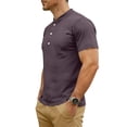 thumbnail image 3 of Dresfit Mens Henley Shirt Button Down Big and Tall Short Sleeve Shirts Summer 2026 Solid Workout Tees Cotton Lightweight Basic Shirt Purple XL, 3 of 8