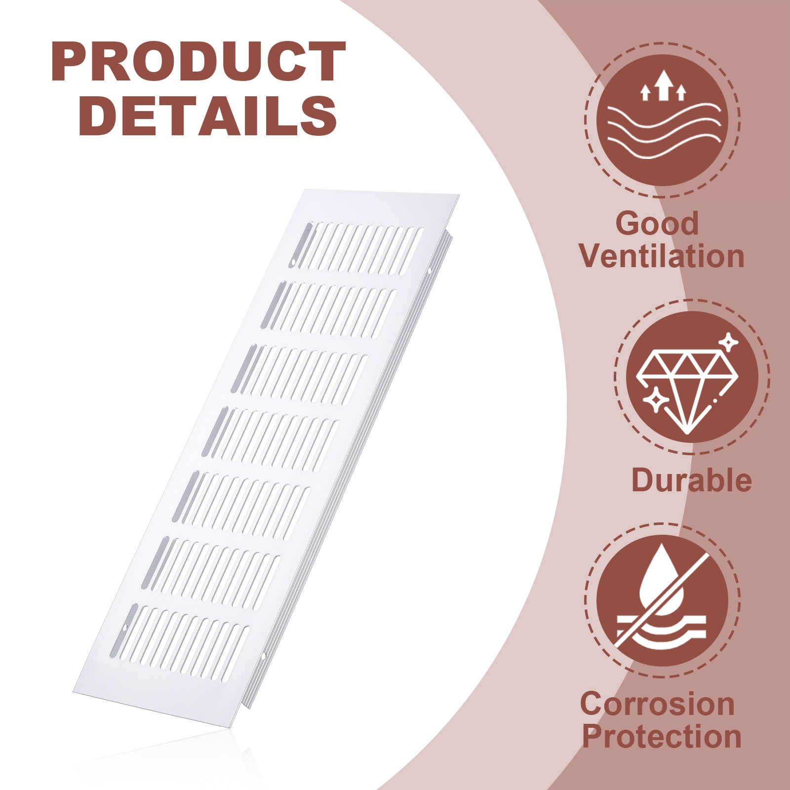 Uxcell 12 x 4" Rectangle Ventilation Grille 3Pcs Aluminum Air Vent Cover Silver