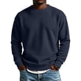 thumbnail image 2 of CQONEPT Mens Waffle Sweater Crewneck Knit Sweaters Casual Textured Sweaters Fall Winter Sports Outdoor Pullover Dark Blue 2XL, 2 of 6