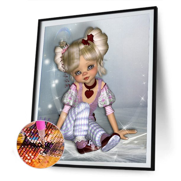 Cuadros Decorativos Pintura de diamante 5D DIY de chica con ojos grandes cuadro Wdftyju de diamantes de imitación redondo completo bordado de diamantes Kits de punto de cruz decoración de