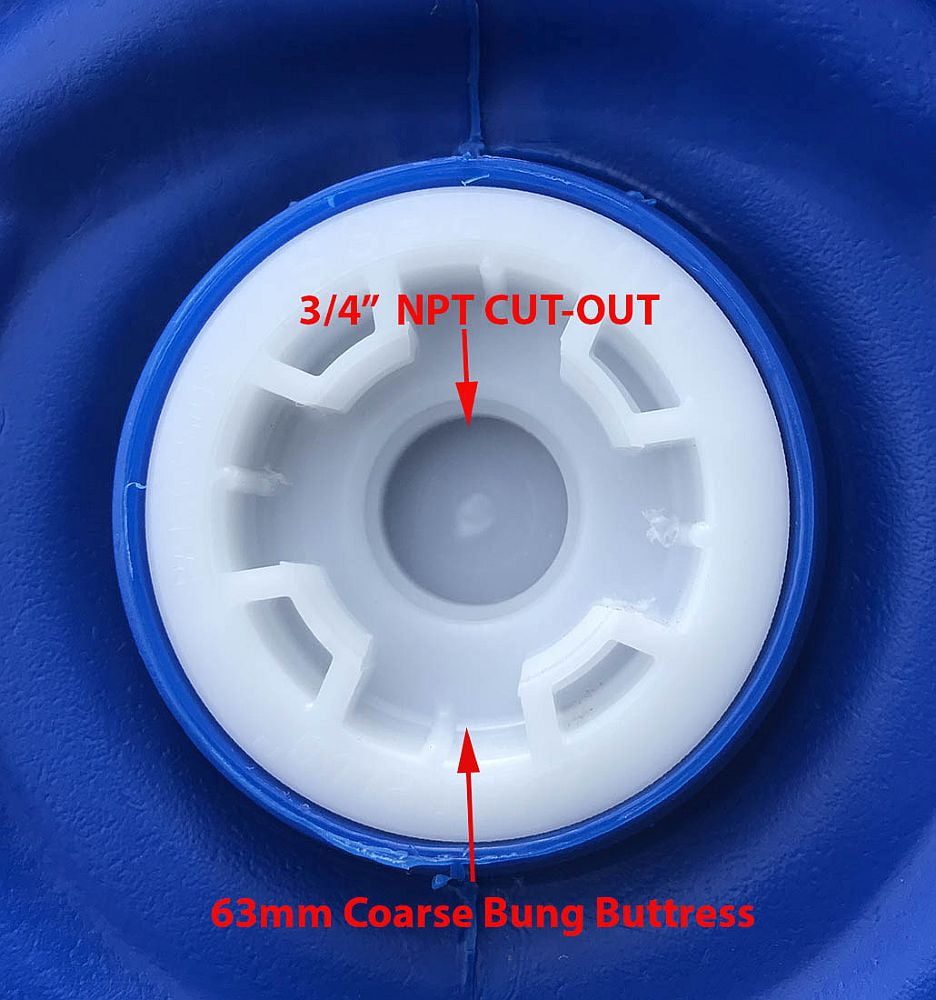 Baytec Containers 55 Gallon Blue HDPE Water Barrel with 2 Inch Bung Holes