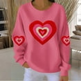 thumbnail image 2 of Valentines Sweatshirt Womens Cute Love Heart Graphic Print Pullover Casual O Neck Long Sleeve Holiday Tops Hot Pink L, 2 of 4