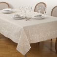 thumbnail image 2 of SARO 001.N67S 67 in. Embroidered Swirl Design Simple Natural Linen Blend Tablecloth - Natural, 2 of 5