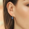 thumbnail image 3 of Gem Stone King 925 Silver and 10K Yellow Gold Fancy Blue Zirconia Dangle Earrings for Women (0.88 Cttw, Gemstone Birthstone, Heart Shape 5MM), 3 of 3