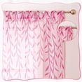 thumbnail image 2 of Sunyuer Pink Curtains for Girls Bedroom Voile, Cute Willow Pattern Kid Room Curtains 78 inches Length Light Pink Sheer Curtain 2 Panels Vine Leaf Curtain Drapes for Living Room,Balcony, Sunroom, 2 of 6