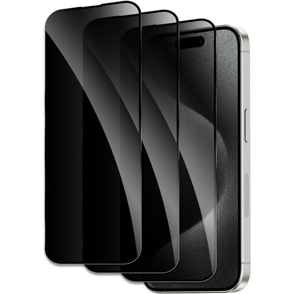 3 Pack for iPhone 15 Pro Max Privacy Screen Protector, 9H Anti Spy Dark Tempered Glass Screen Protector for iPhone 15 Pro Max, Easy Installation, Bubble Free