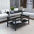 thumbnail image 3 of Holaki Glass Lift Top Coffee Table, Modern Simple 2-Layer Tempered Glass Coffee Table for Living Room, Black, 3 of 10