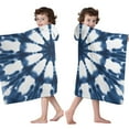 thumbnail image 4 of Blue Tie Dye Star Pattern Hooded Bath Towel，50"x30" for Ages 3 To 12 Kids, Quick Dry Lightweight Soft Microfiber Hood Beach Towel Cover Up for Kids, 4 of 7