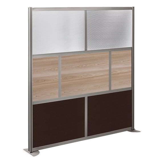 Office Partition, Cubicle Wall Divider, Modern Room Separator, Free Standing Privacy Panel, 76"H x 72"W, Indoor, Espresso & Warm Ash