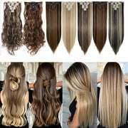 Benehair Clip in Hair Extensions Full Head Long Thick 8 Pieces Hair 18 Clips Curly Wavy Straight Hairpieces 100% Real Natural as Human Best Hair Set 26'' Straight Bleach Blonde