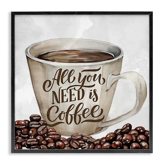 Stupell Industries Rustic Lodge All You Need Morning Coffee Black Framed Giclee Art, 12 x 12, by Kim Allen