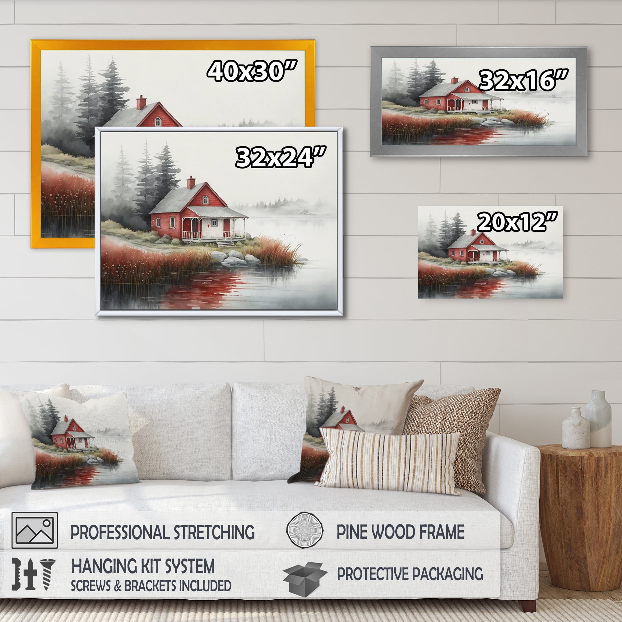 Designart Cottage By The Lake V Canvas Wall Art